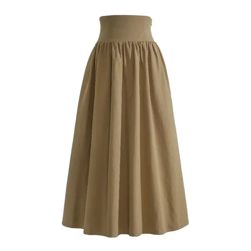 New Long Skirts Women High Waist Midi A-line Jupe Preppy Casual Korean Fash