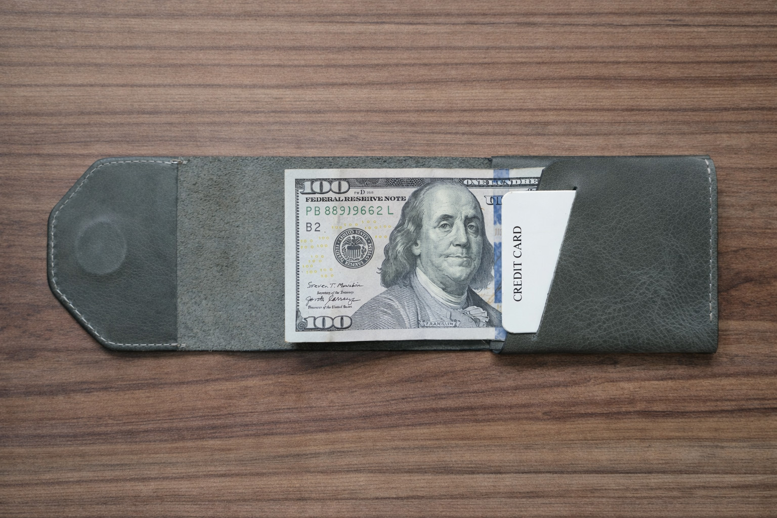 Leather Cash Wallet for Men, Slim Front Pocket Card Holder, Handmade Minimalist