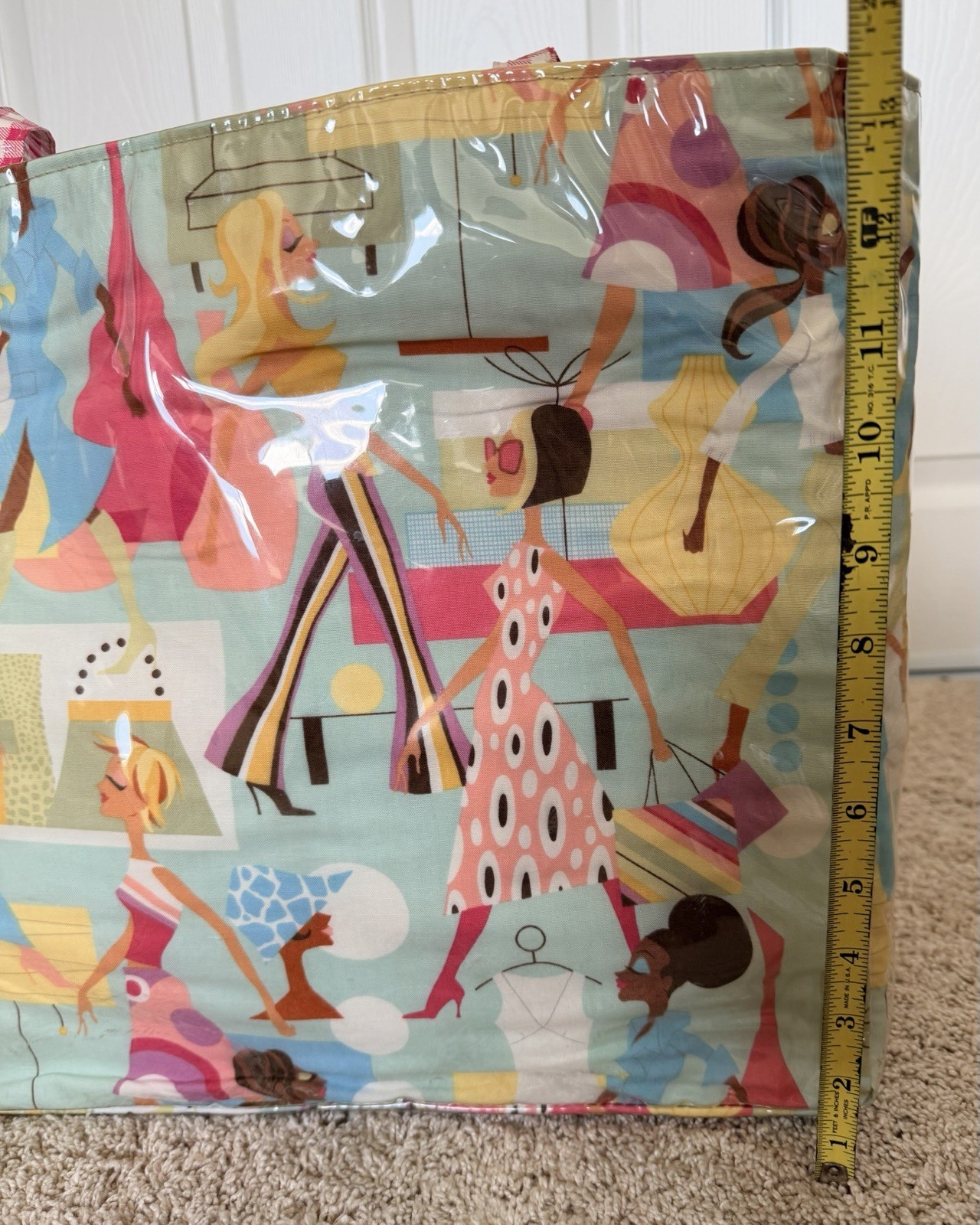 Vintage Neiman Marcus Fashion Runway Vinyl Tote Gingham Straps