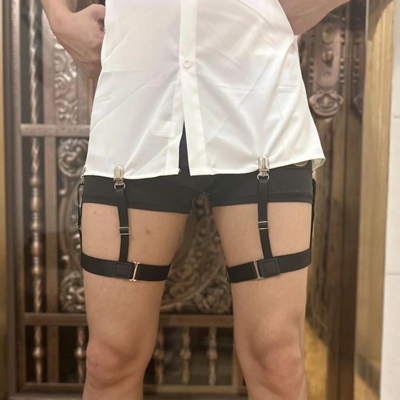 2PCS Men Hidden Shirt Stays Holder Garters Belt Non Slip Elastic Locking Clamps