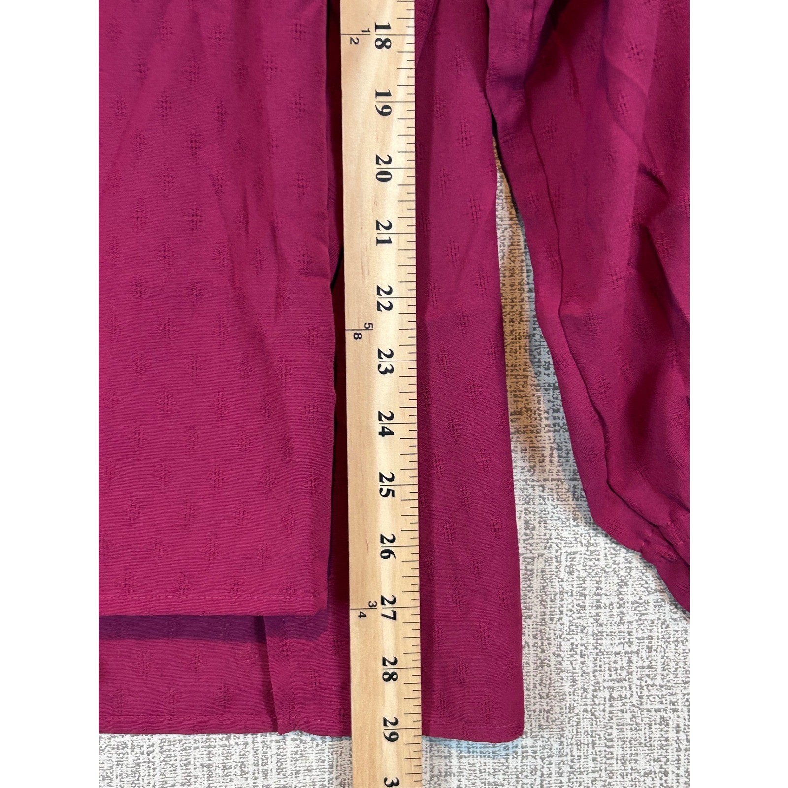 NWT Boho Women XL Berry Wine Smocked Long Sleeve Dobby Blouse Peasant Top Casual