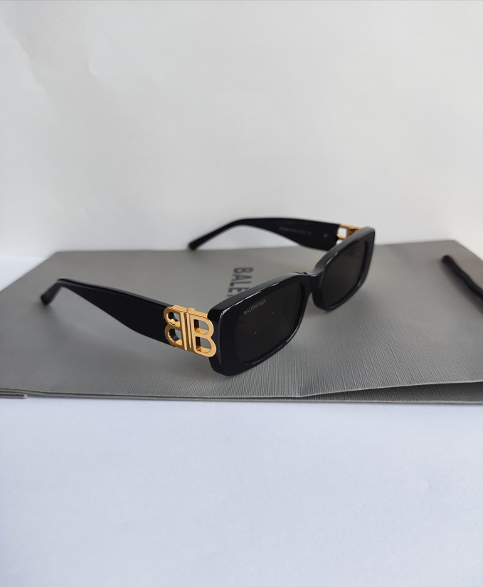 Authentic Balenciaga BB0096S Grey/Black Full-Rim Rectangle Unisex Sunglasses