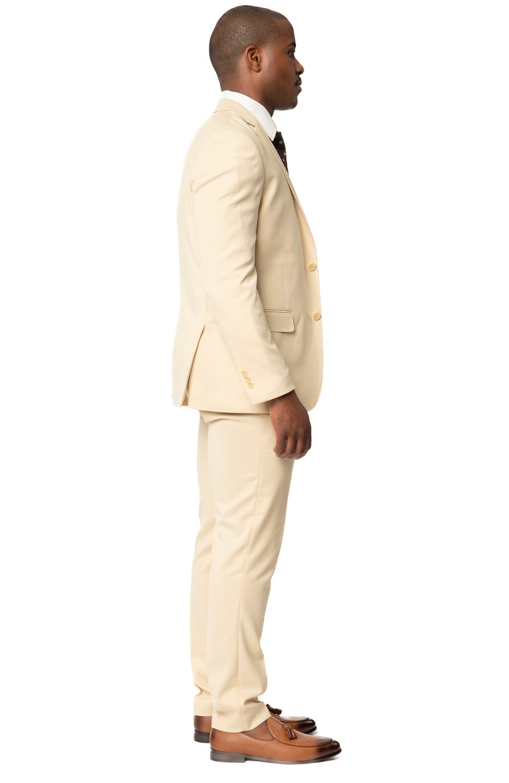 Tan Beige Slim Men Suit Micro Textured Weave 2 Button Notch 11812 Vest Optional