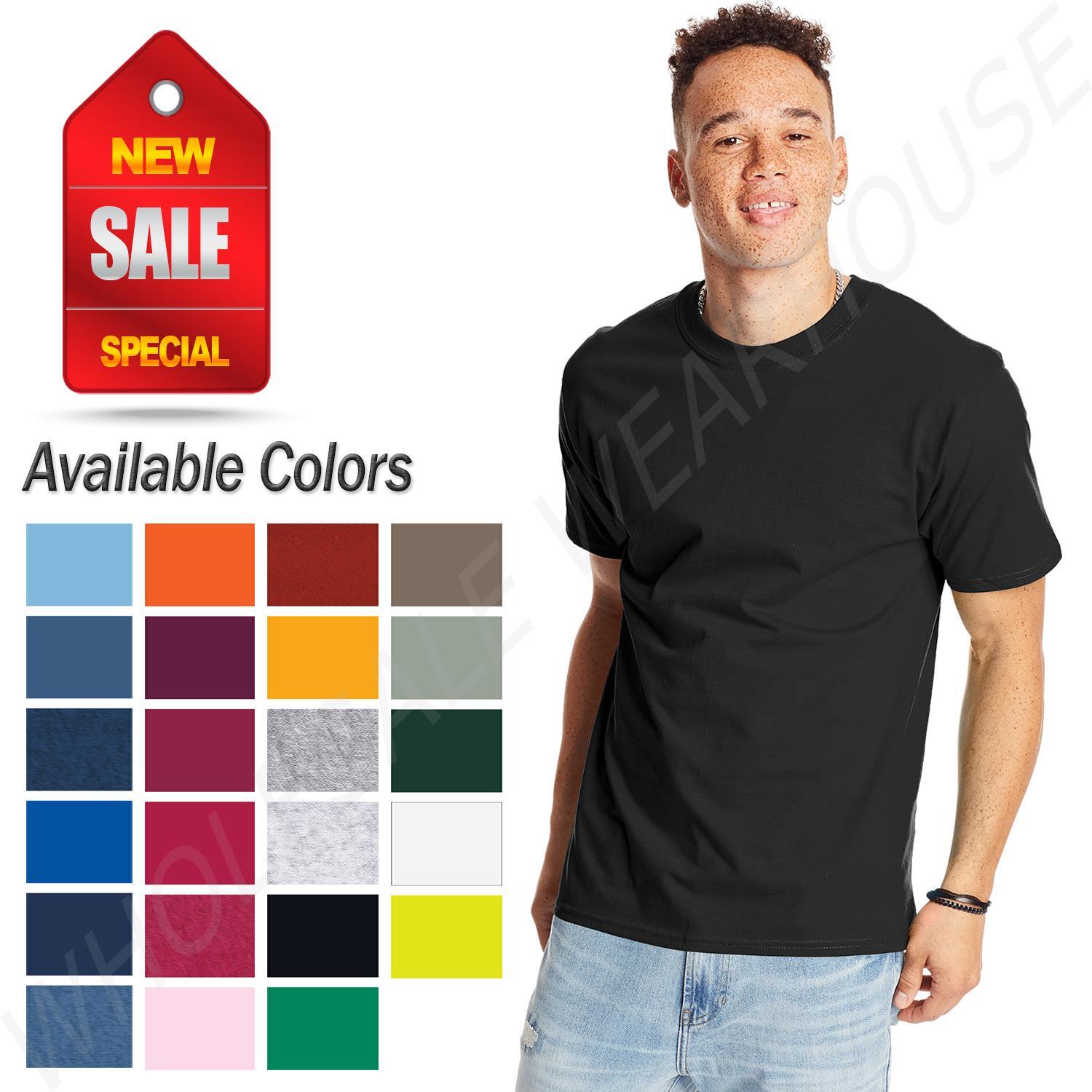 Hanes Mens Beefy T-Shirt Short Sleeve Preshrunk Cotton S-3XL 5180