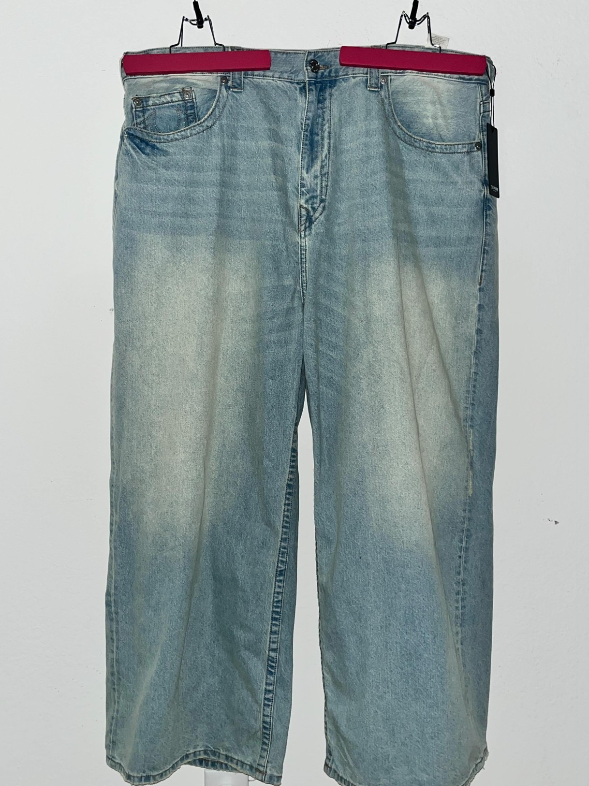 True Religion Baggy Wide Leg Jeans Light Wash Denim Men’s Size 44 NWOT Y2K