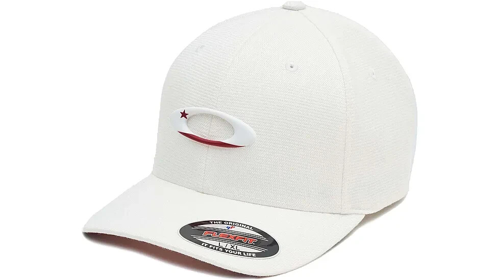 Oakley Mens Tincan Flag California Stretch Baseball Cap Hat White Small/Medium