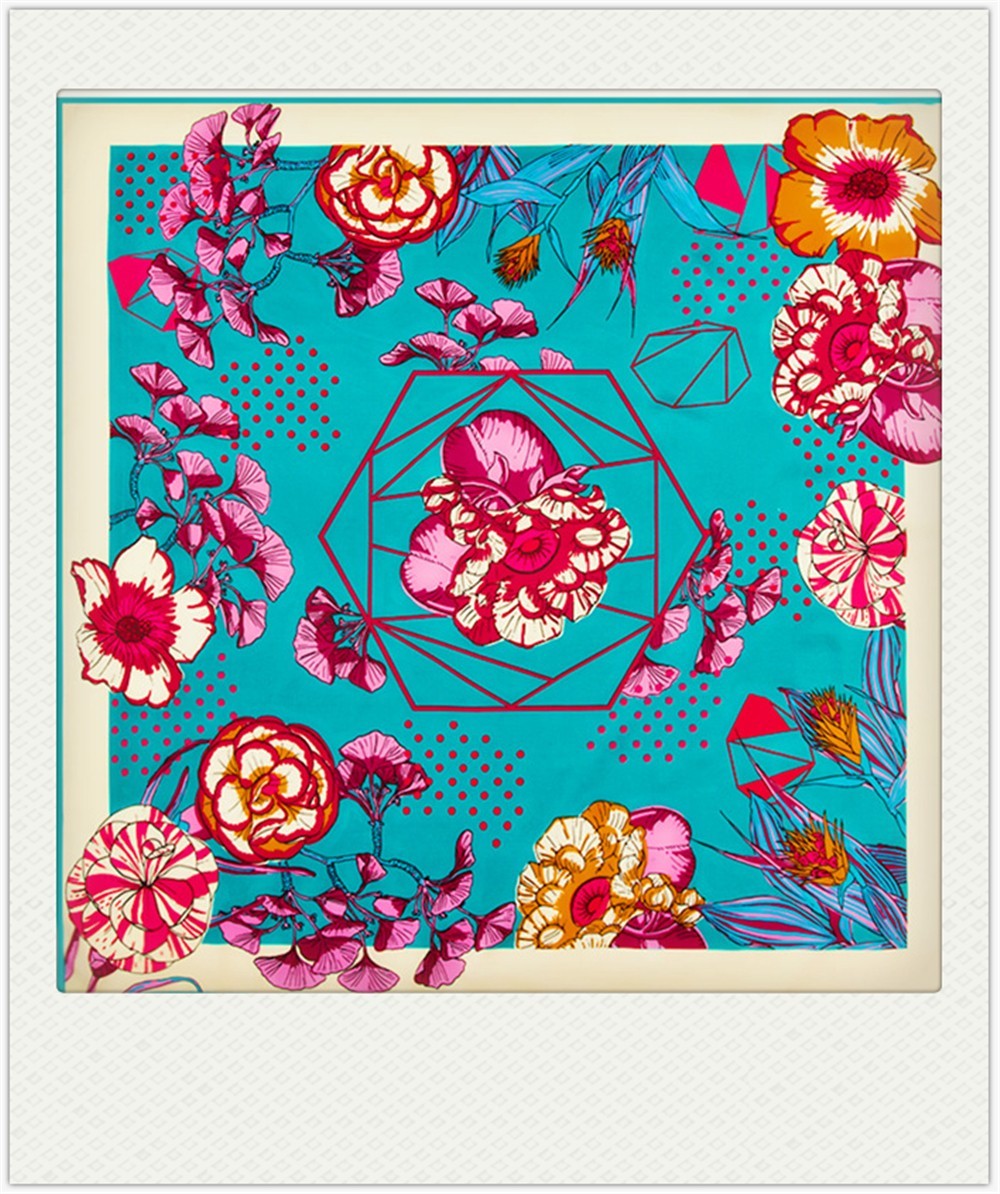 130*130cm stroll on the streets of Paris, 100% silk scarves +1 gift necklace #89