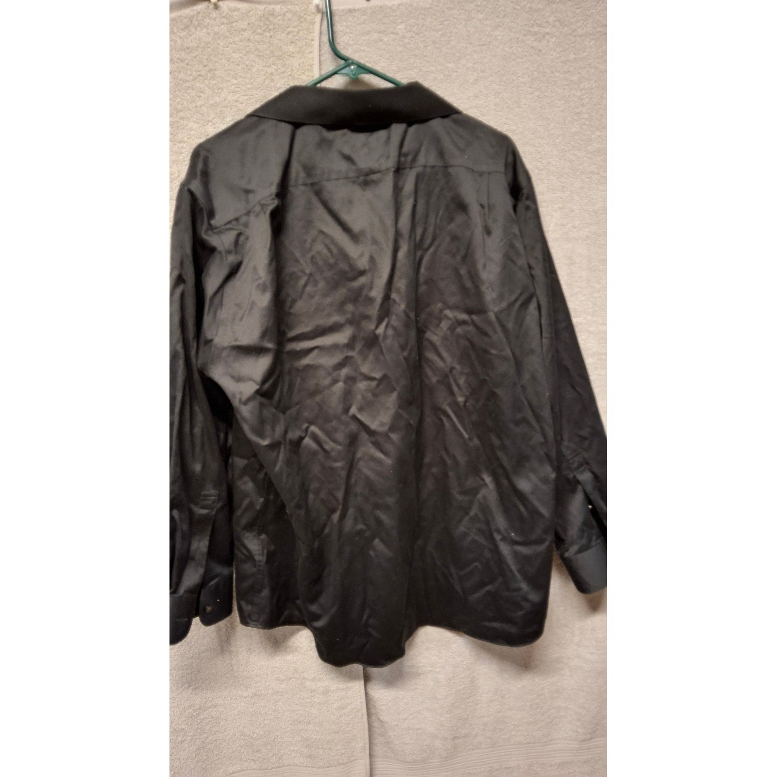Murano Mens Black Long Sleeve Button Down Dress Shirt 17.5 34 Stretch Cotton
