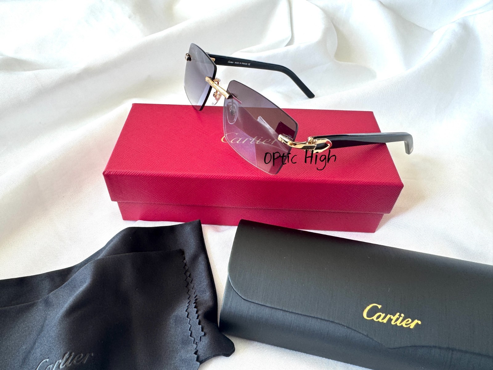Cartier Men’s Rimless Sunglasses Gold CT0273S France w/ Box Case