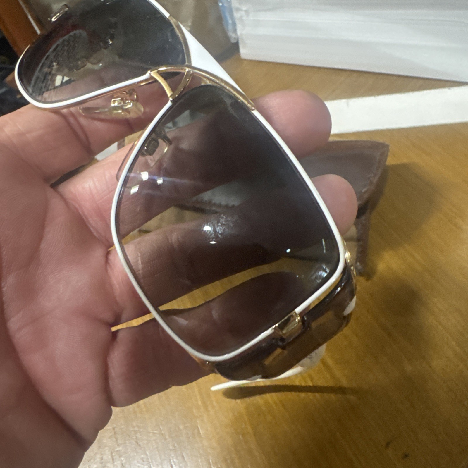 CAZAL MOD 955 COL 332 ICONIC VINTAGE WHITE GOLD SHIELD SUNGLASS West Germany