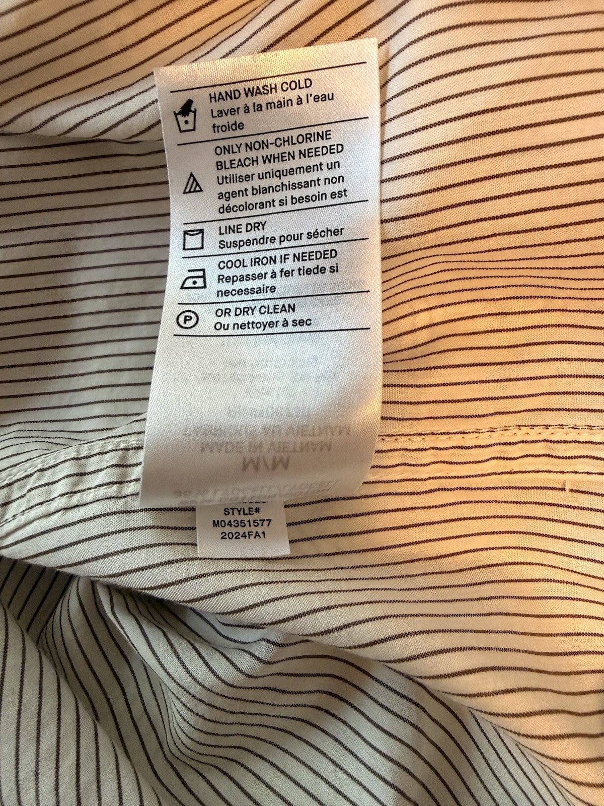 Vince. Men’s M White/Brown Striped Long Sleeve Button Front Dress Shirt