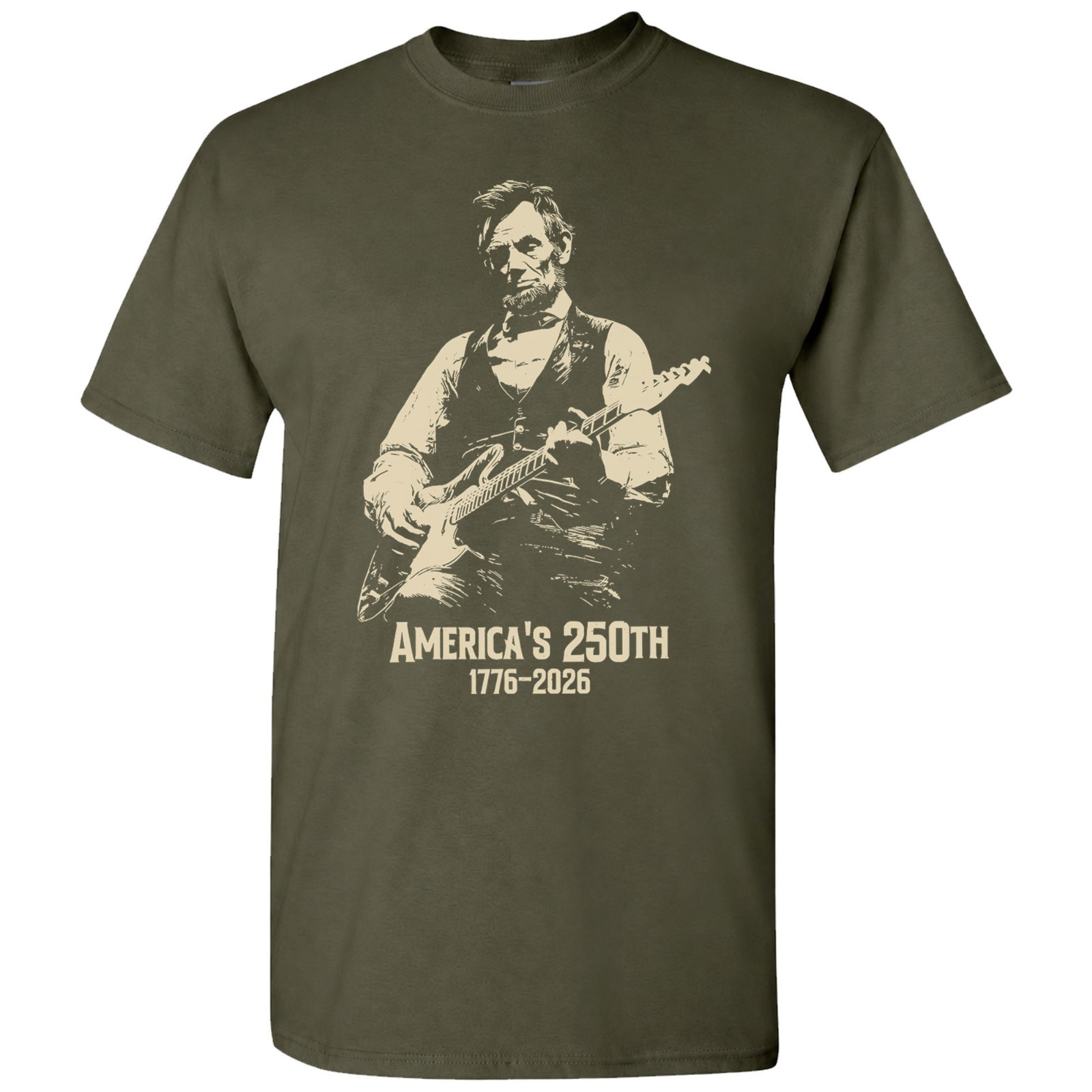 Abraham Lincoln Playing Guitar 4th July T-shirt America’s 250th Birthday Vintage