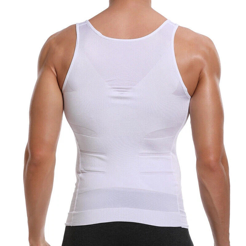 Mens Slimming Body Shaper Belly Chest Compression Vest Girdle T-Shirt Tank Top