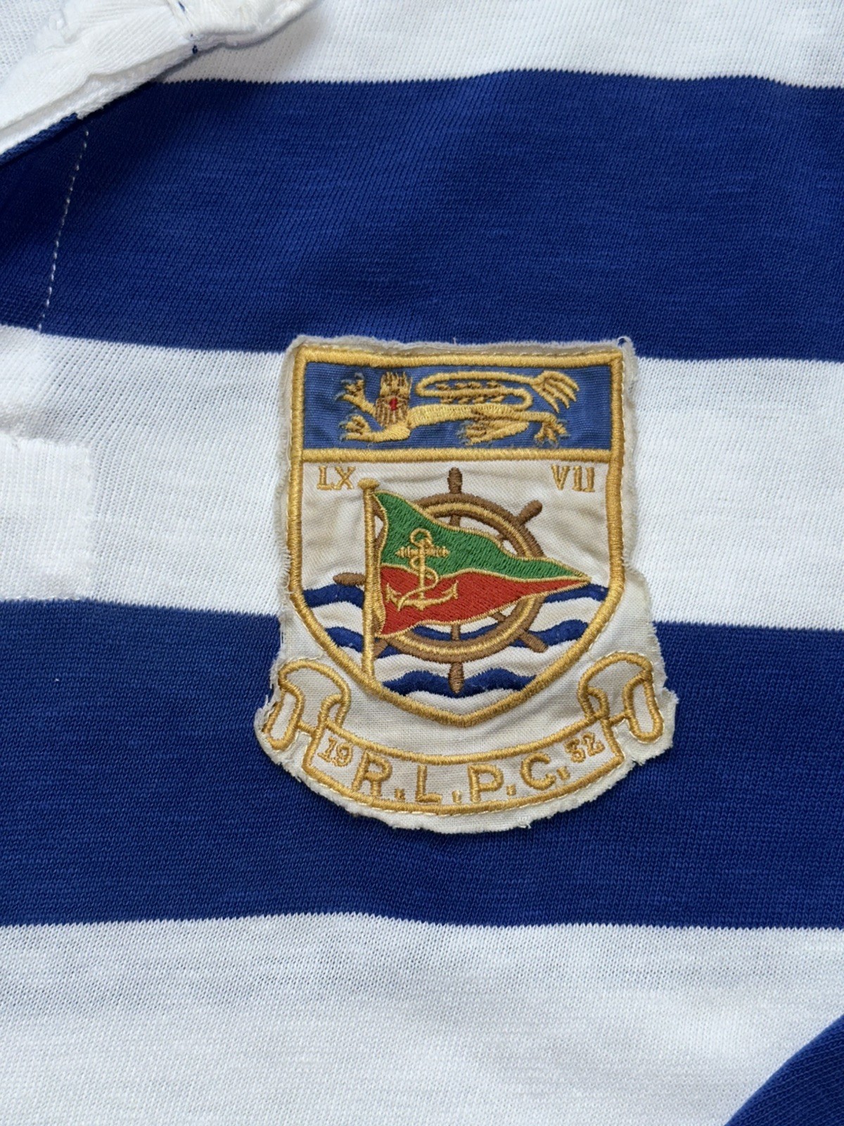 Polo Ralph Lauren Men’s Custom-Fit L/S Small RLPC Crest Striped Rugby Shirt
