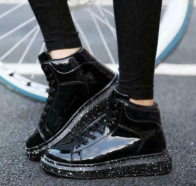 Men’s Faux Leather Sneakers Ankle Boot High Top Shoes Lace Up Round Toe Sport