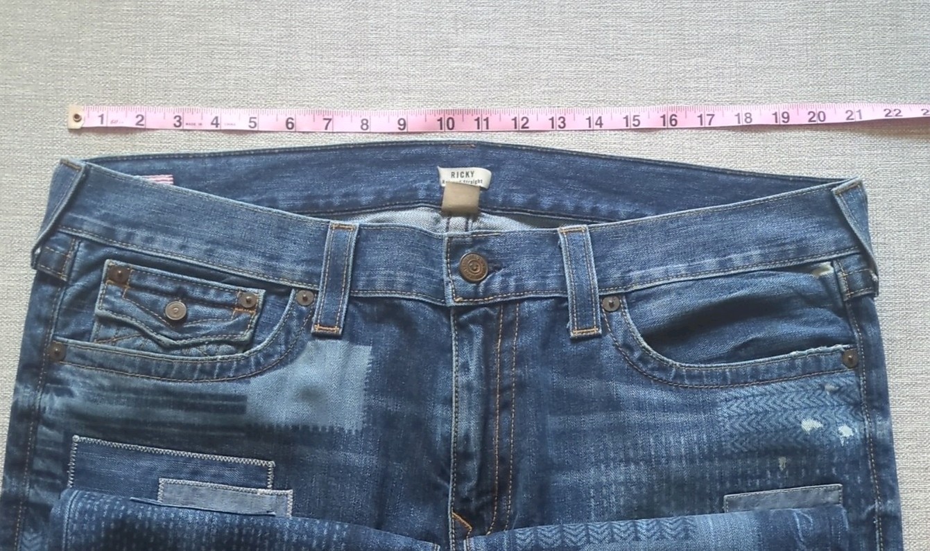 True Religion Ricky Relaxed Straight Y2K Men’s Patchwork Made in the USA 40×34