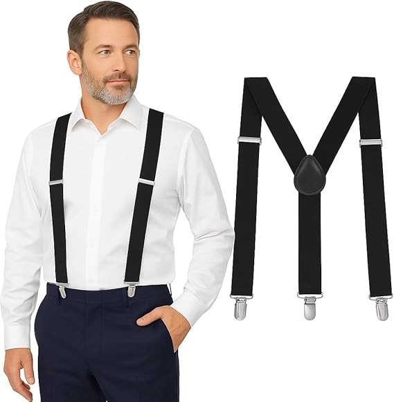 Men Heavy Duty Suspenders 1″ Y-Back Adjustable Metal Clips