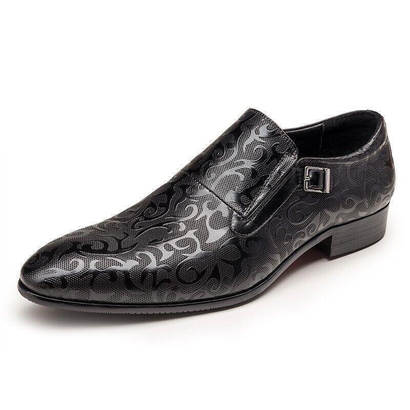 Men’s Leather Floral Shoes Casual Wedding Dress Formal Oxfords Business British