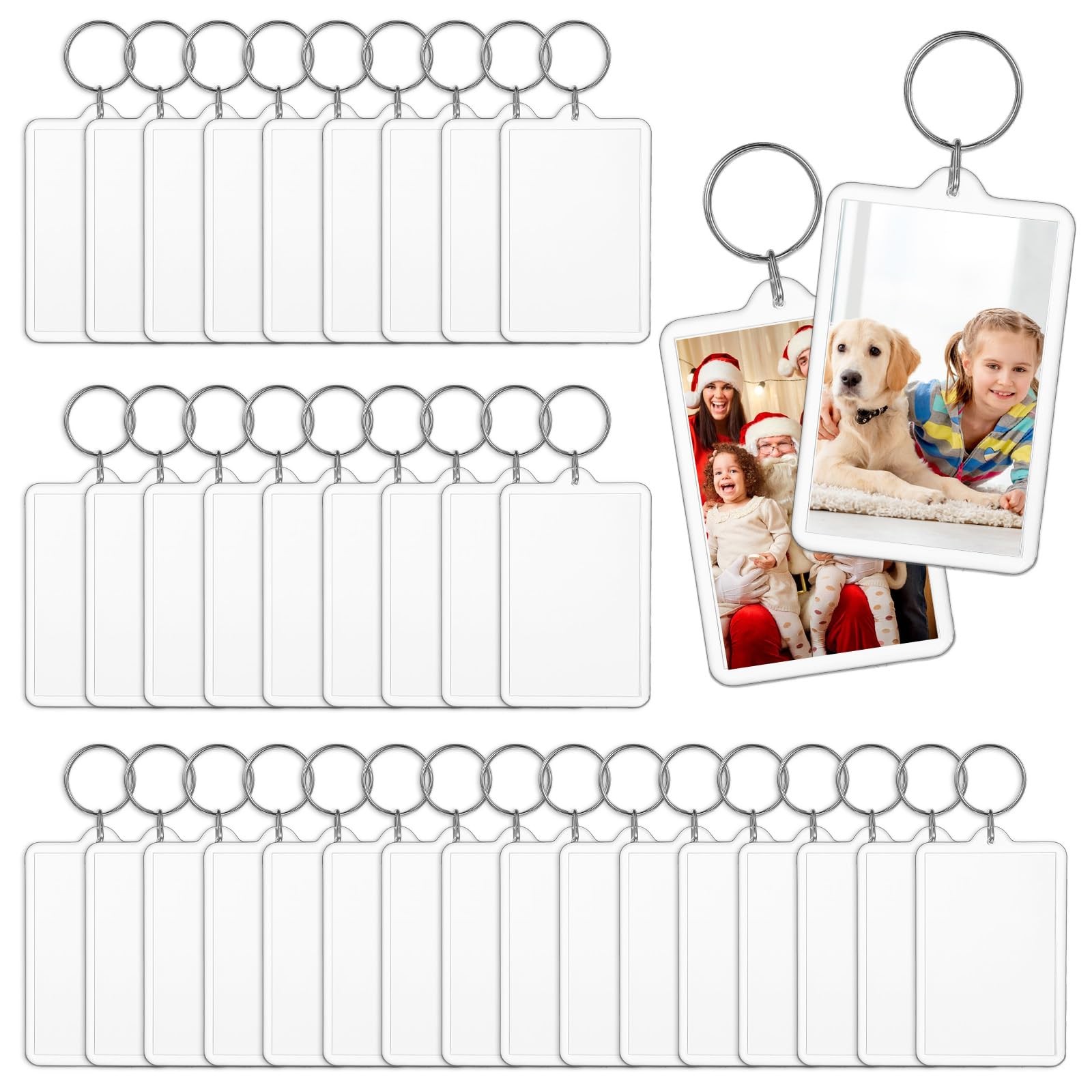 Llavero con marco fotos acrílico rectangular, soporte fotos acrílico en blanco