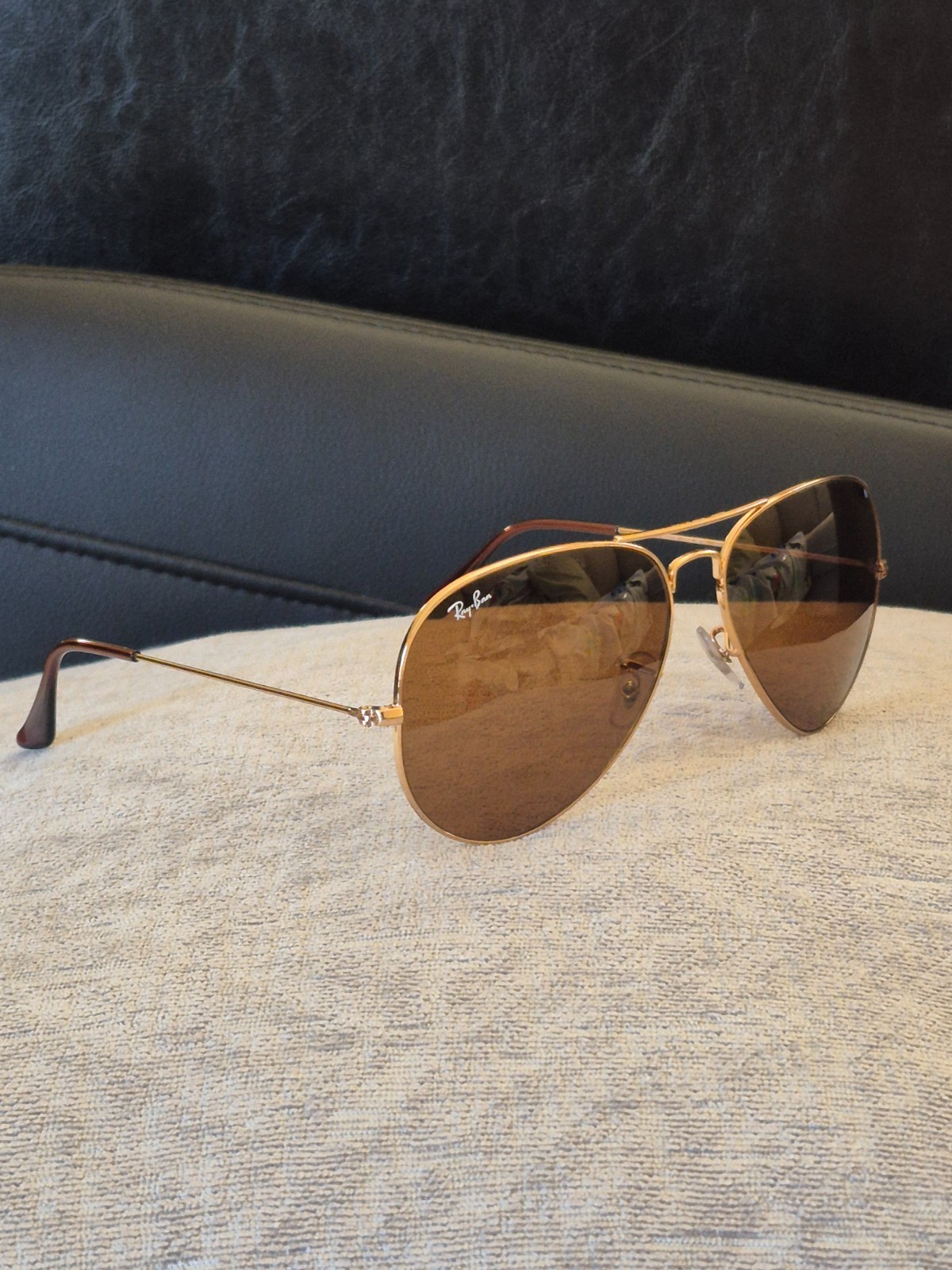 ray ban aviator large metal gold frame B-15 brown lenses 62mm