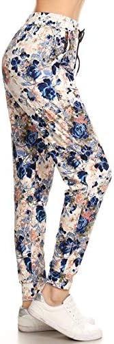 Leggings Depot Pants Track Cuff Sweatpants With Pockets Patterned Womens Jogger