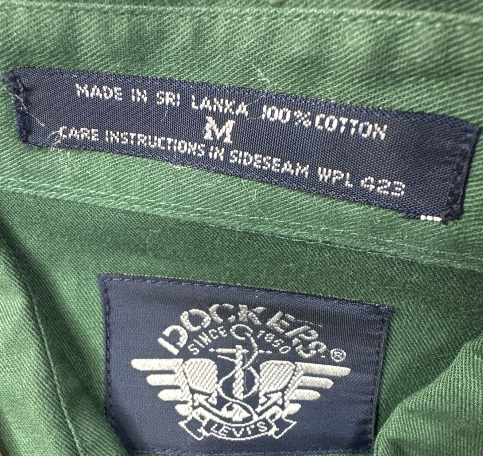 Dockers Long Sleeve Shirt Button Down Medium Dark Green Pockets Sri Lanka Cotton
