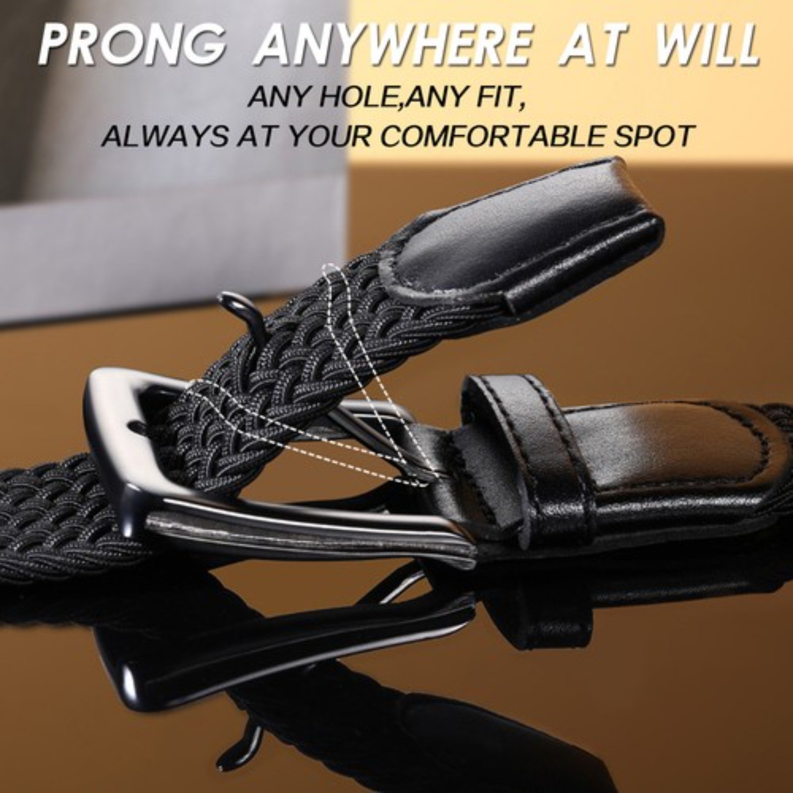 Men’s Stretch Belts Elastic Braided 2 Pack, Woven Belt Men for Golf Casual Pants