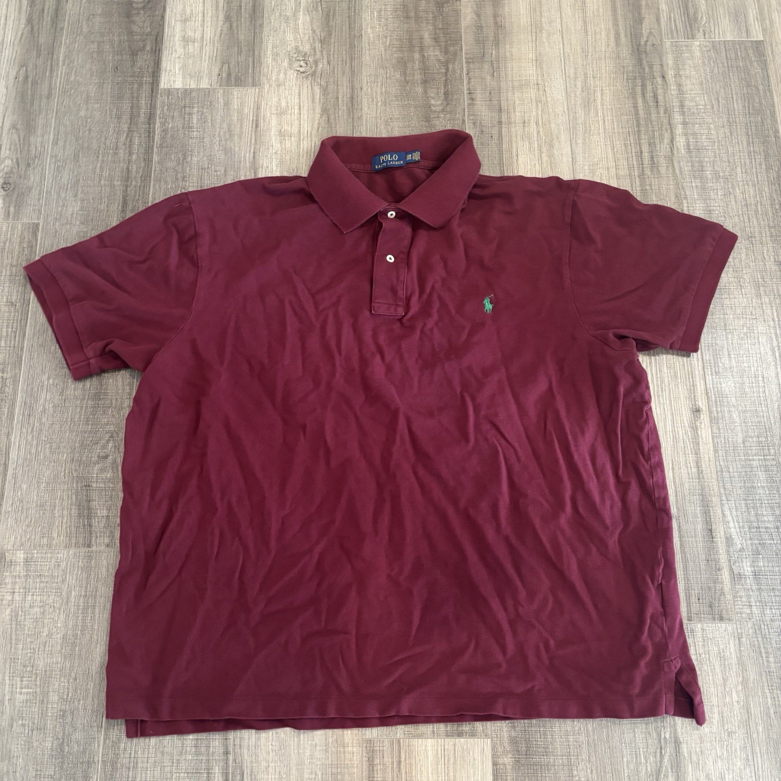 Ralph Lauren Polo Shirt 2XB 2TG Burgundy Small Pony Classic Fit Preppy