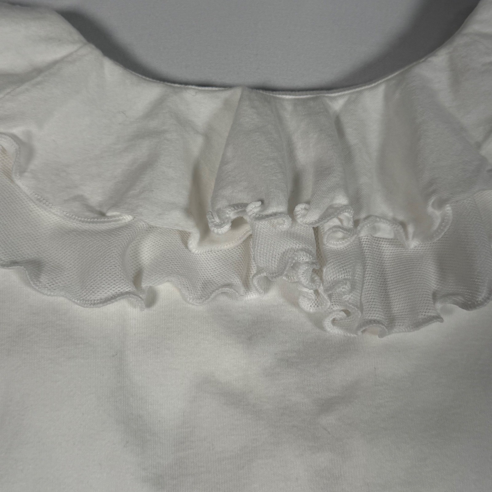 Chaps Tank Women’s XS White Ruffle V-Neck Sleeveless Cotton Cottagecore Coquette