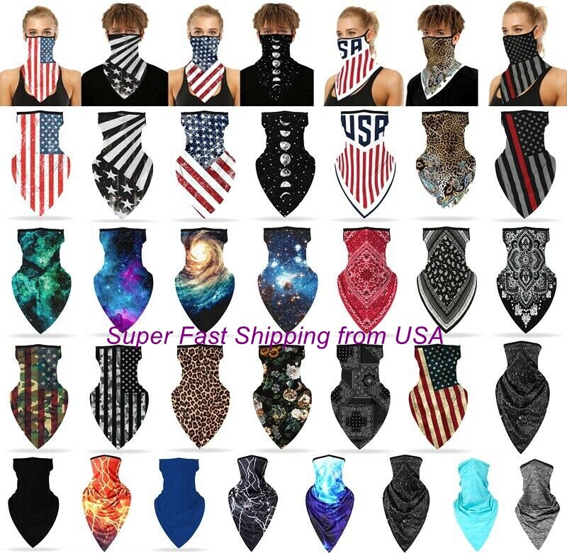Face Mask Bandana Reusable Covering Neck Gaiter Scarf Neckerchief with Loops Ear