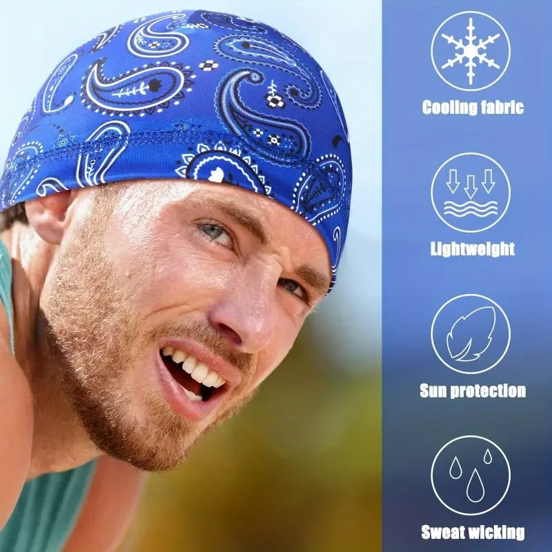 Cooling Bald Dome Skull Cap Helmet Liner Sport Beanie Hat Moisture Sweat Wicking