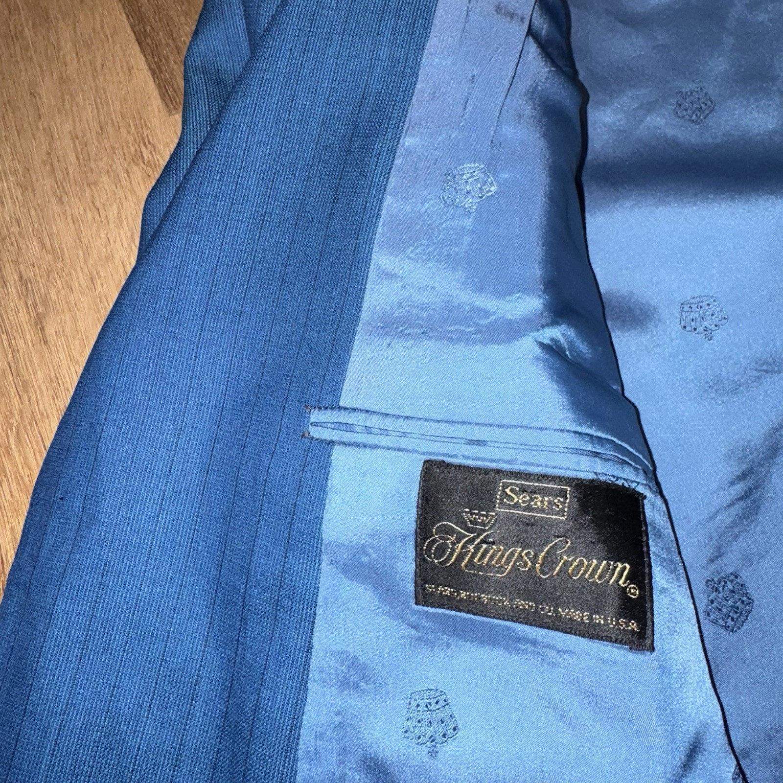 Vtg 50s 60 Sears Suit Mens 46 Long Jacket 40 28 Pants Kings Crown MCM Wool Blue