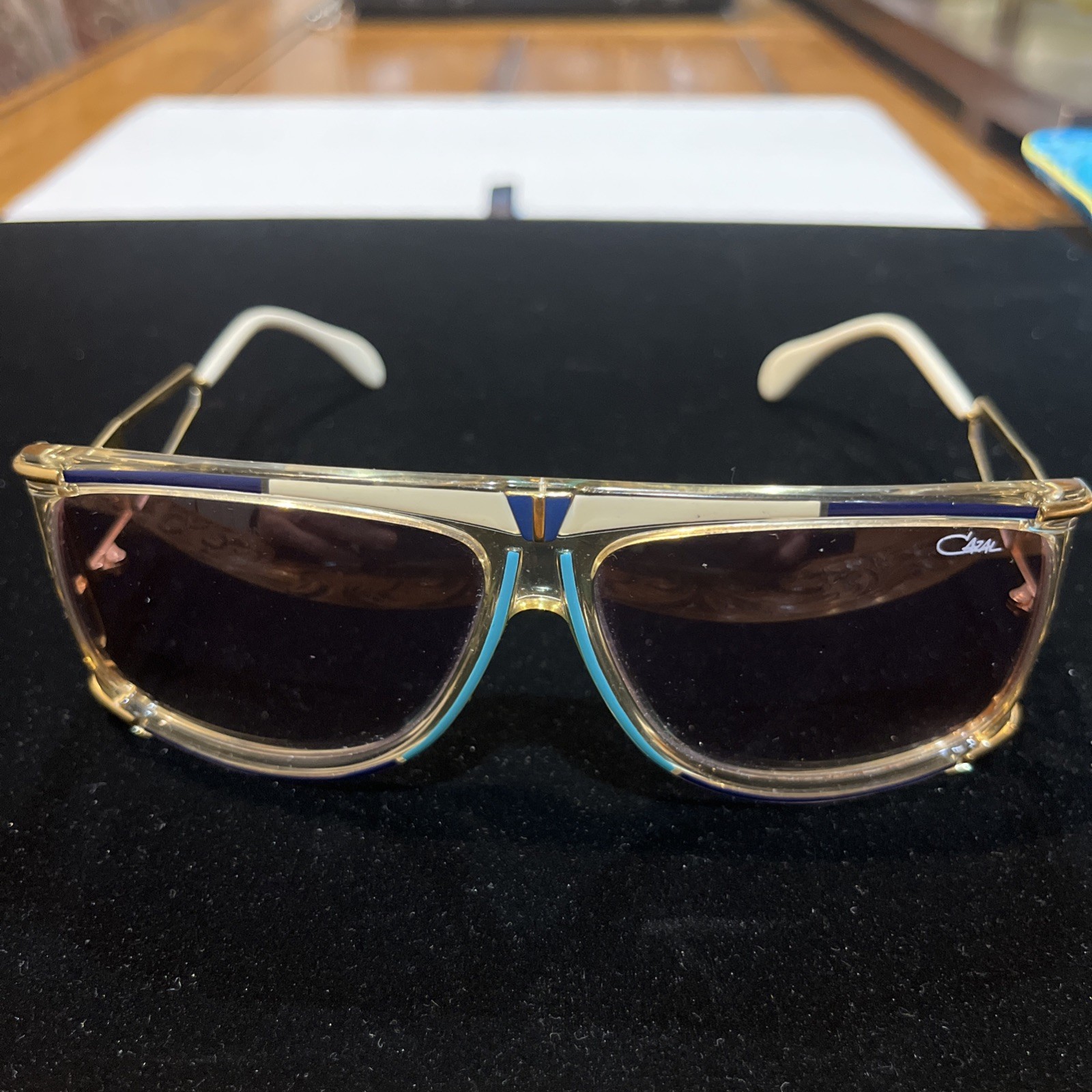 Vintage Cazal Ref 866 Unisex Sunglasses Multicolor Frame Purple Gradient Lenses
