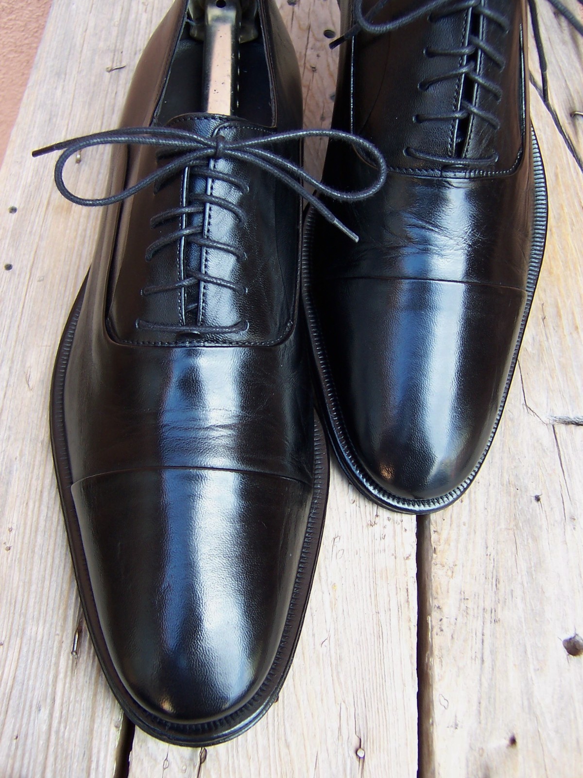 BRUNO MAGLI Mens Casual Dress Shoes Black Leather Cap Toe Italian Oxford Size 9M