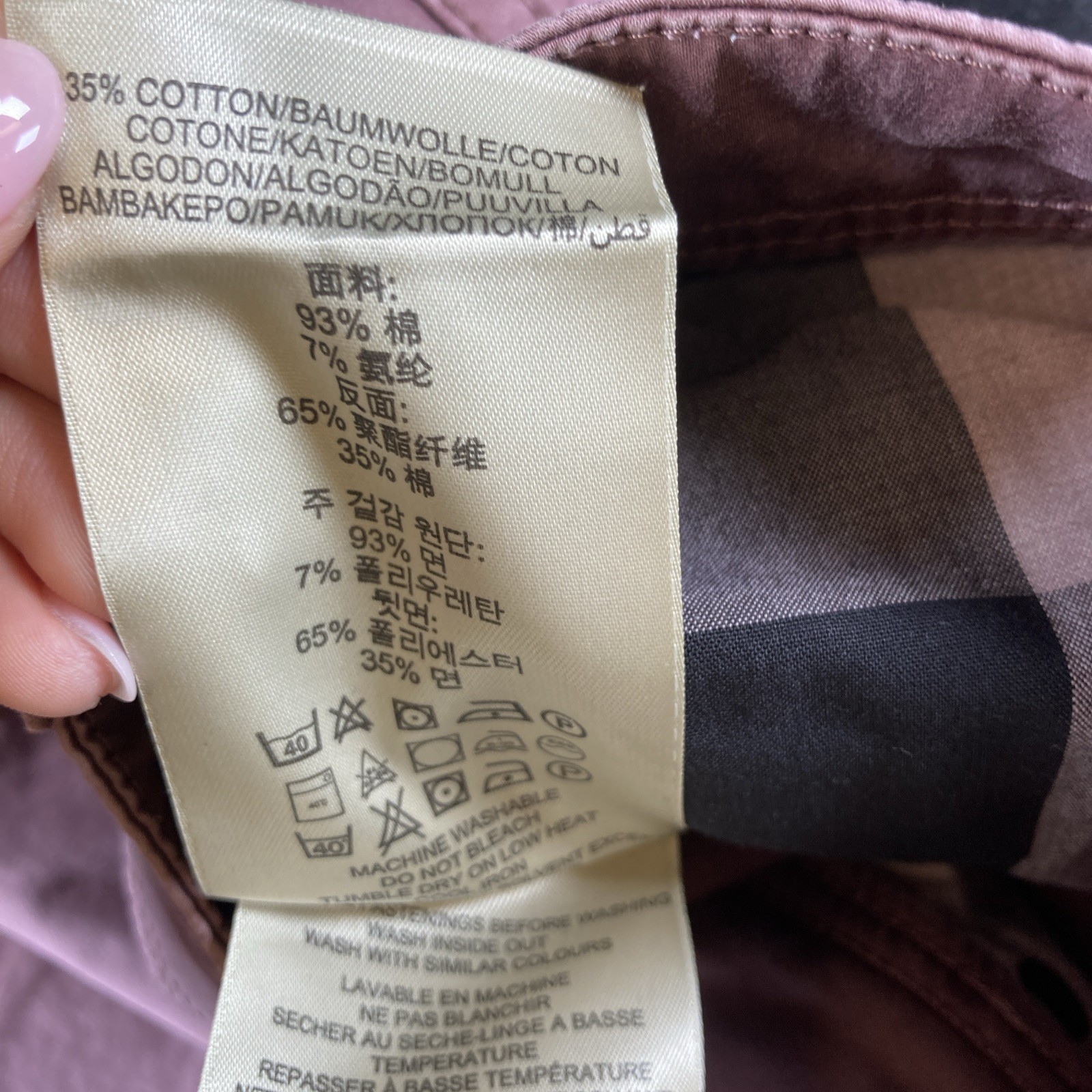 Burberry Brit Women’s Pink Cotton Blend Made in Sri Lanka Pants, Size 29