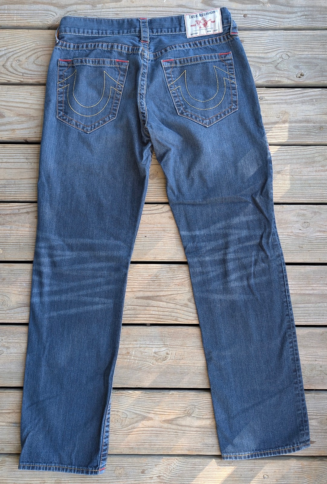 True Religion Rocco Relaxed Skinny Jeans Mens Size 34 Dark Blue Wash Denim