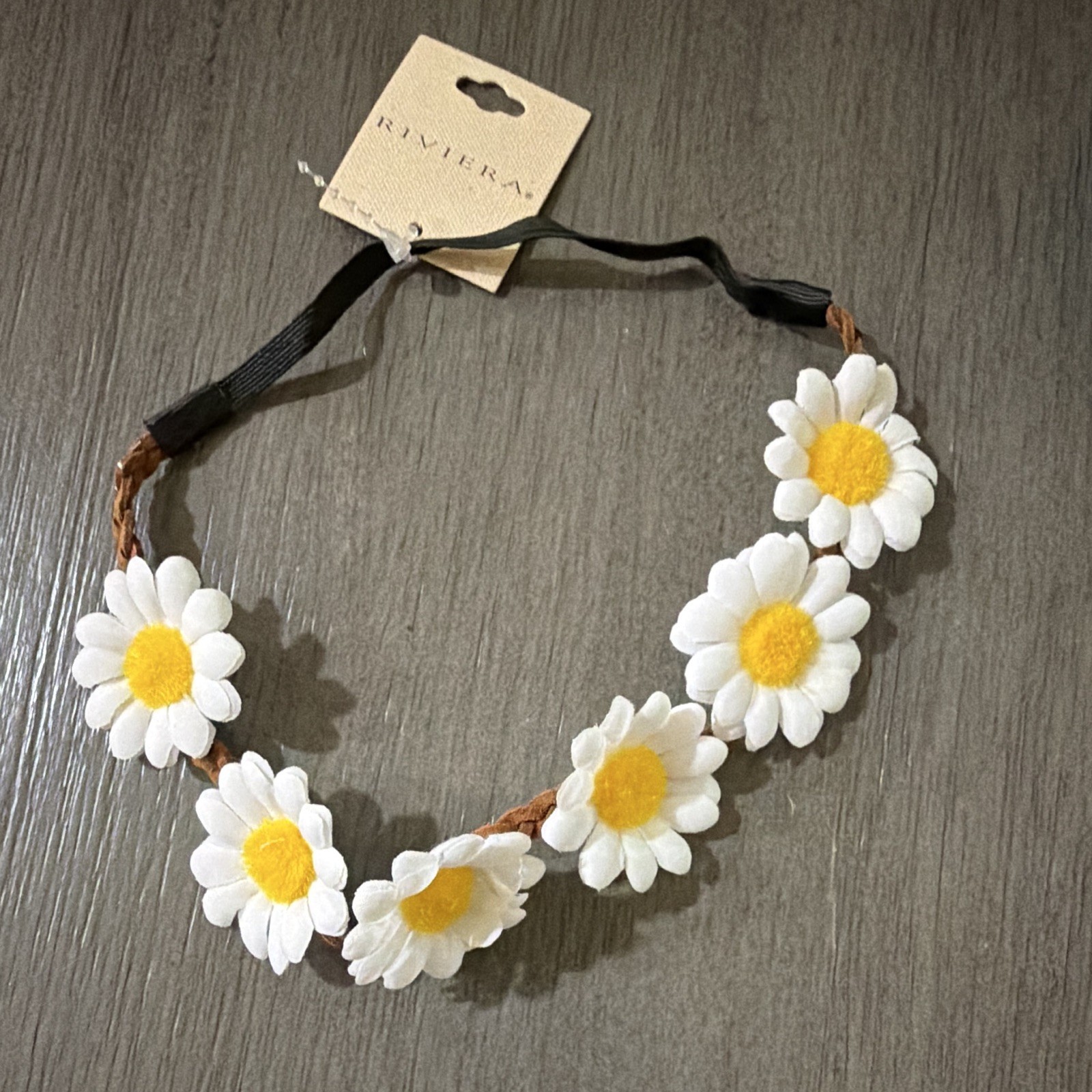 Riviera White/Yellow Floral Fabric Flower Adjustable Headband Women MPN 3501445