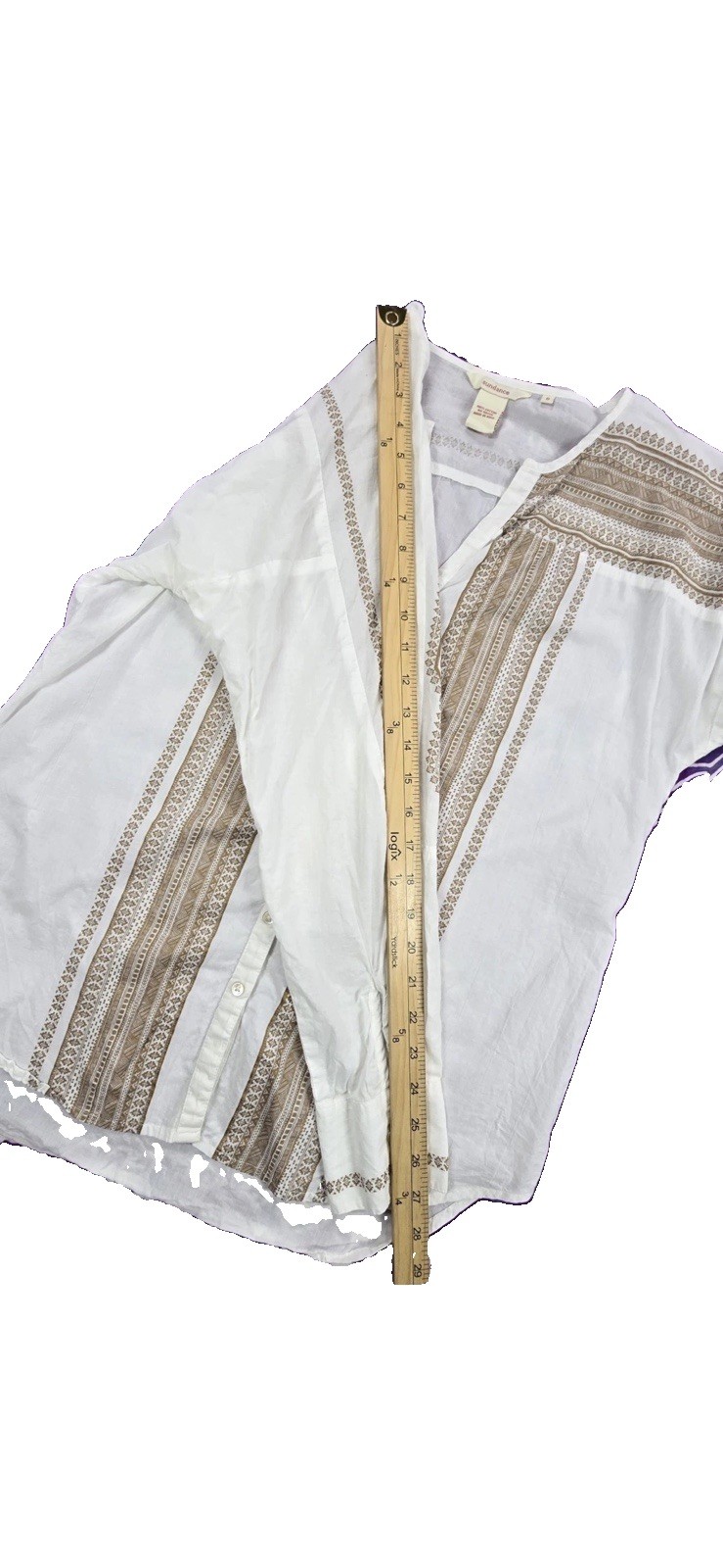 Sundance Womens Cotton Voile Tribal Aztec Print Button Up Blouse 8