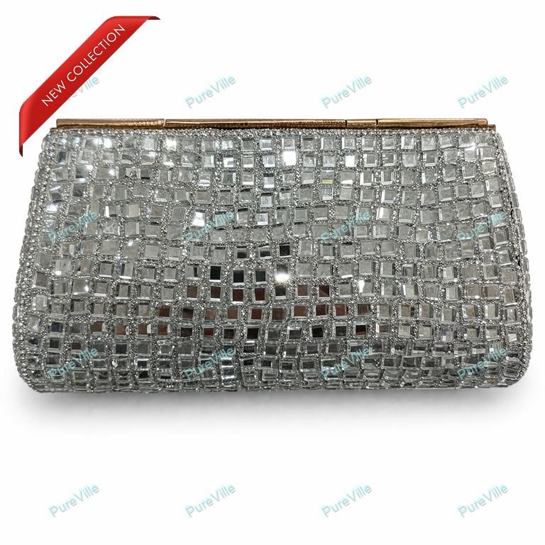 Women’s Meenakari Stone Metal Clutch Antique Hand Bag Sling Bag Medium Size