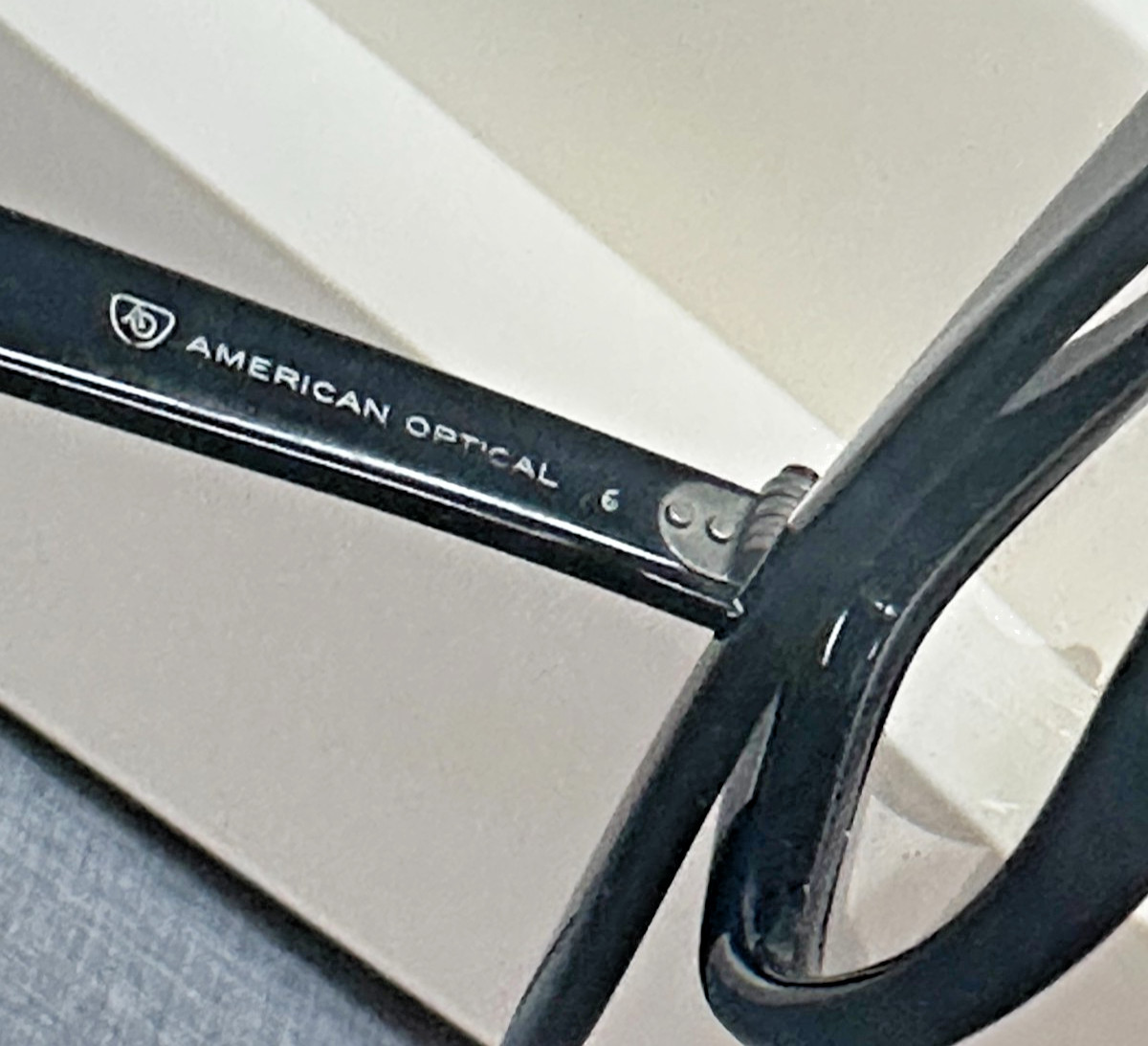 1960s American Optical AO 50-24 thick rimmed black eyeglasses Gov. issued frames