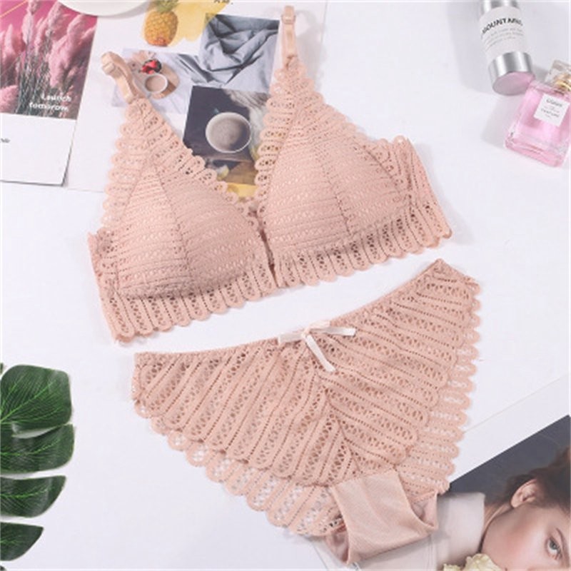 Womens Bra Set Underwear Push up Front Button Triangle Cup Sexy Lace Summer