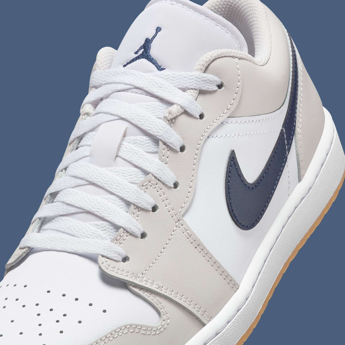 Nike Air Jordan 1 Low Midnight Navy Neutral Grey 553558-146 Men’s Size New