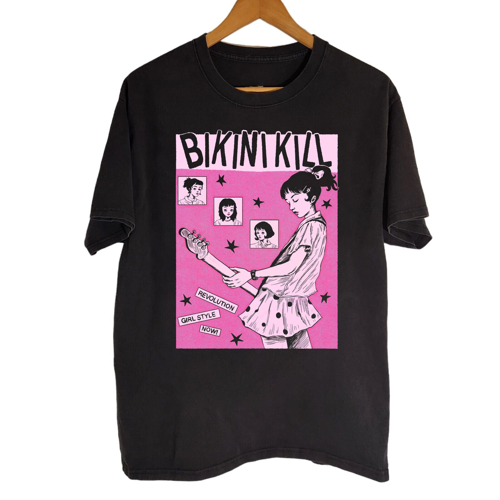 RARE! Bikini Kill Black Cotton Shirt Full size S-5XL BS1764