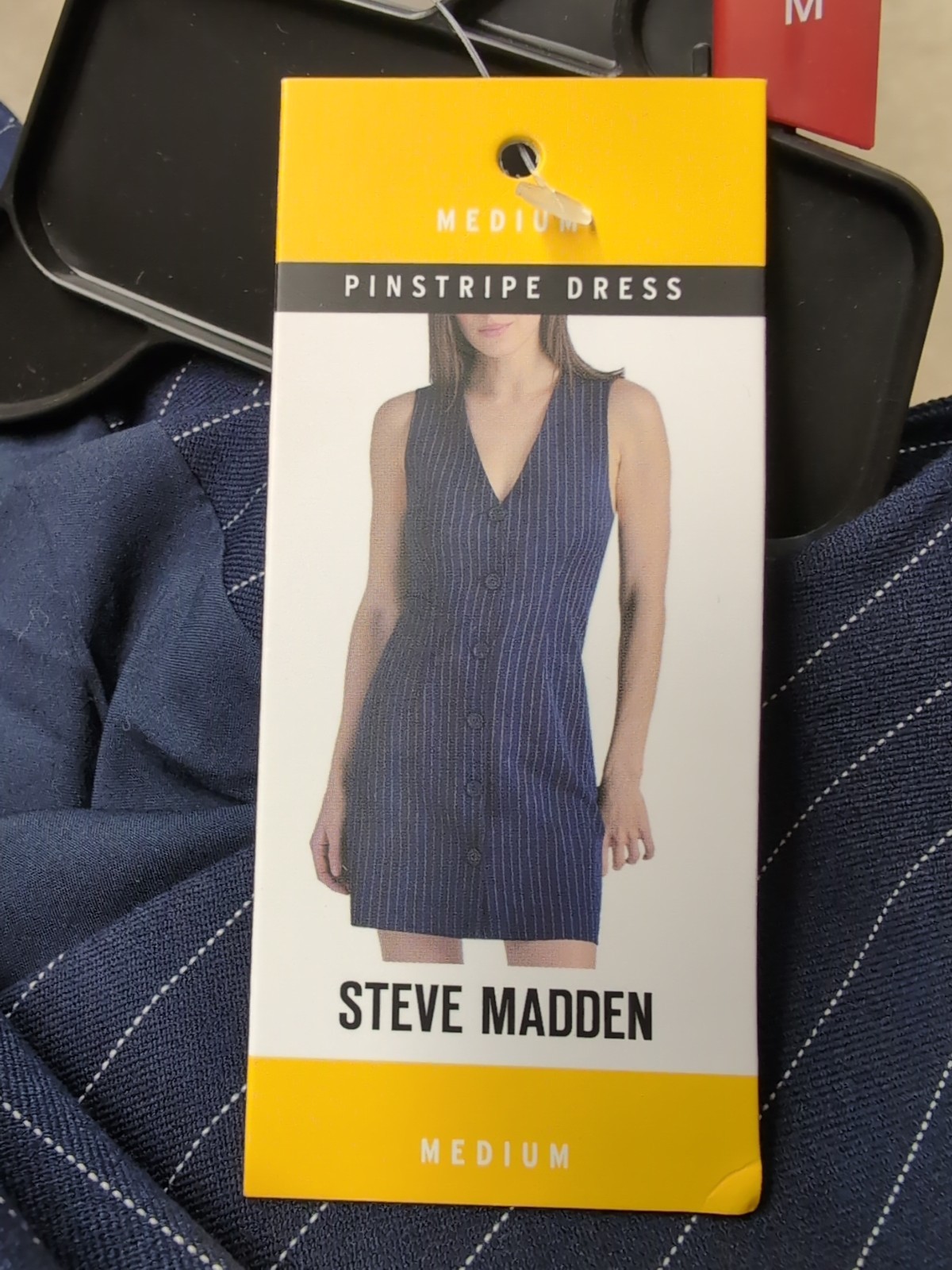 Steve Madden Women’s Machine Washable Pinstripe Sleeveless Mini Dress M Medium