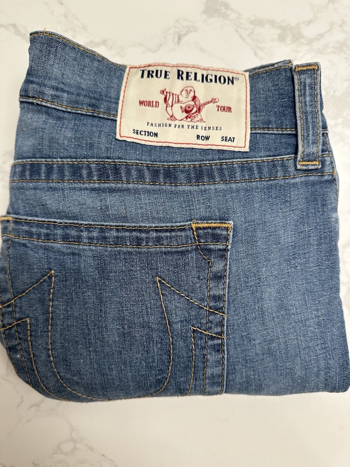 True Religion Men’s Blue Denim Jeans Relaxed Straight Low Rise 40×30