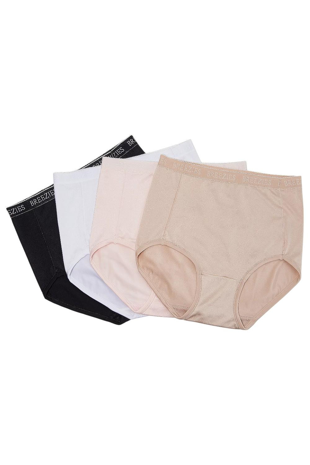 Breezies Women’s 4-Pack Nylon Microfiber Full Brief Panty Basic