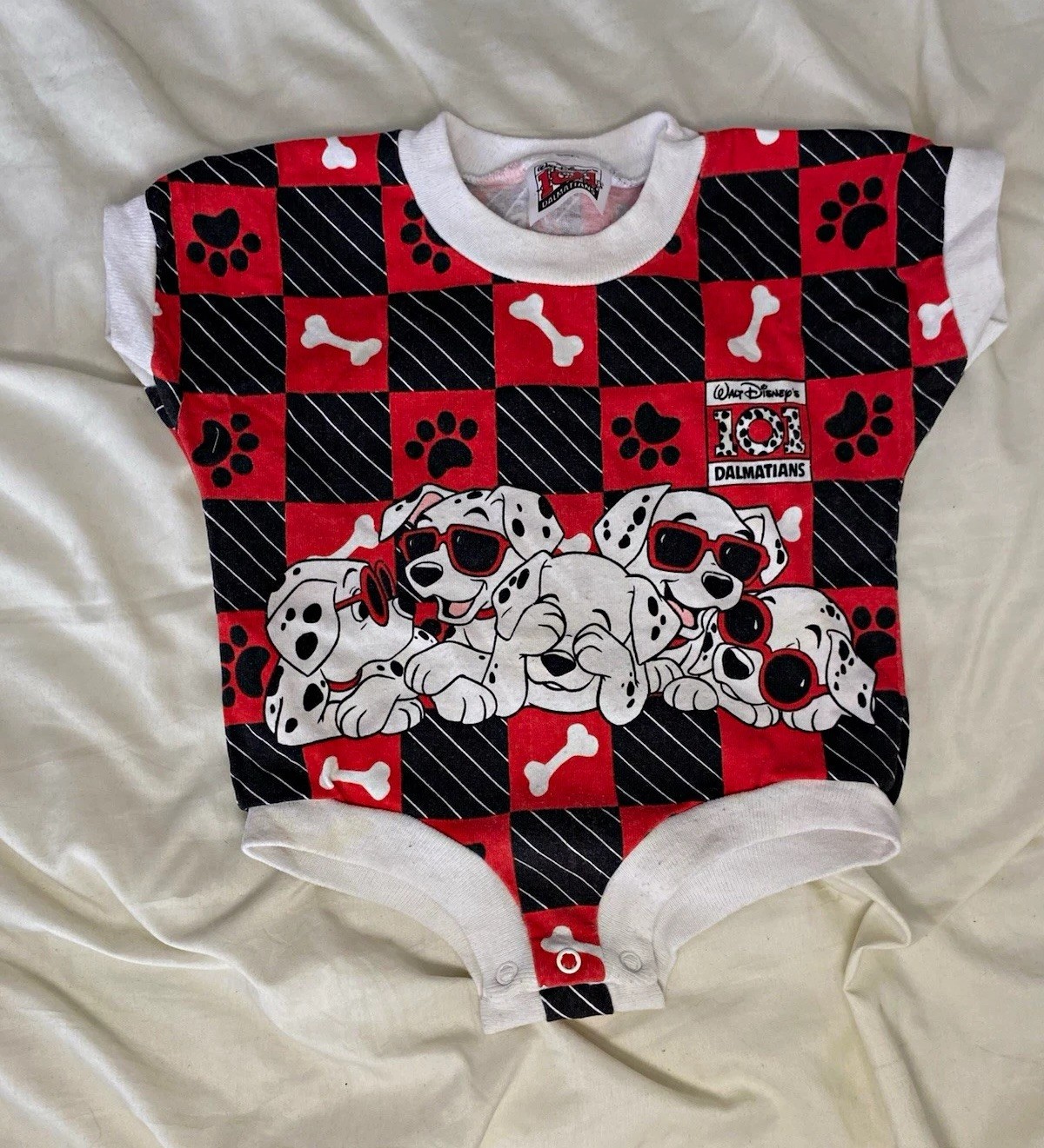 Walt Disney’s 101 Dalmatians Newborn Cotton Check Paw Print Snap