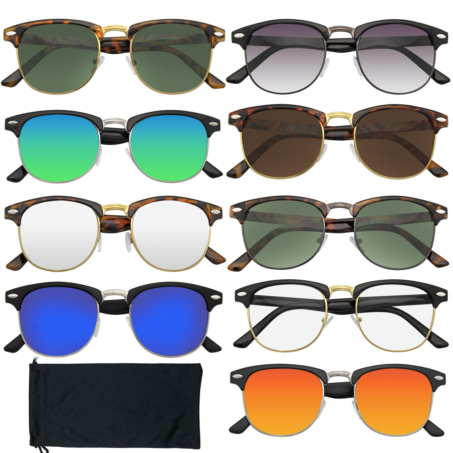 Mens Sunglasses Womens Sunglasses Vintage Retro Sunglasses Half Frame Men Women