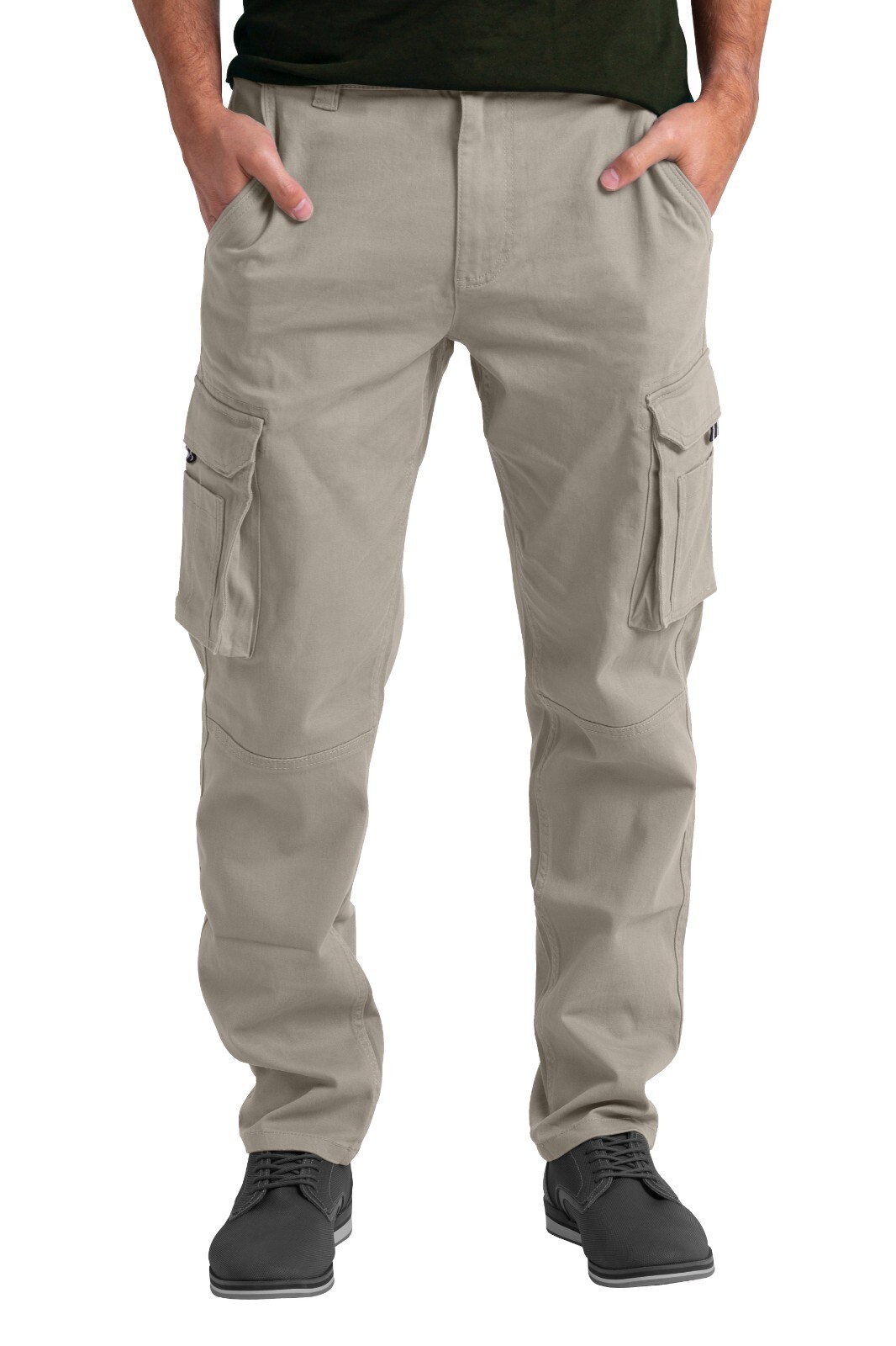 Mens Cargo Stretch Pants Classic Fit Straight Leg Outdoor Work Regular Fit Pants