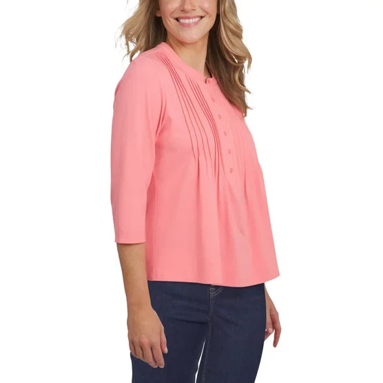 Lands’ End Women’s Pintuck 3/4 Sleeve Top